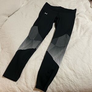 Under Armour Black Leggings with White Wave Design